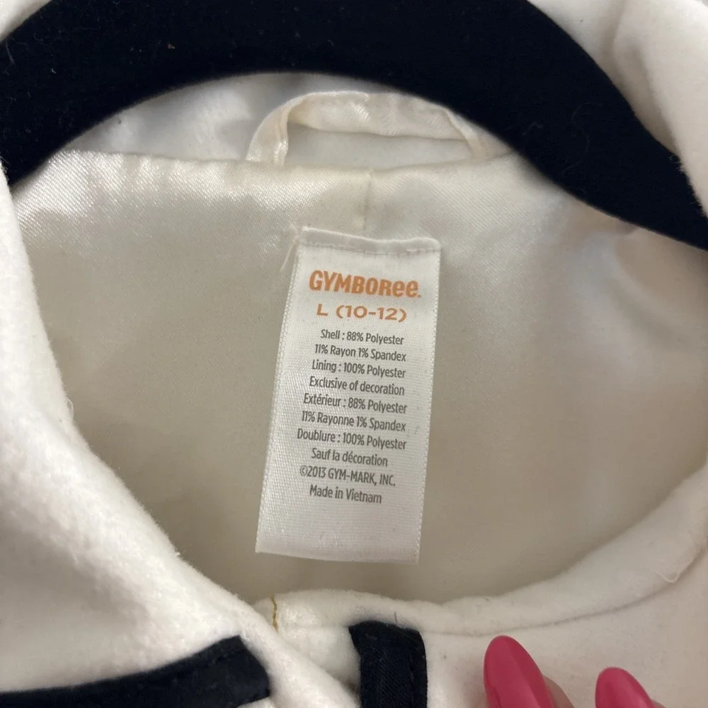 Vtg Gymboree 2013  Girl's Long Sleeve Bow Buttons Ivory Black Long Coat L 10-12